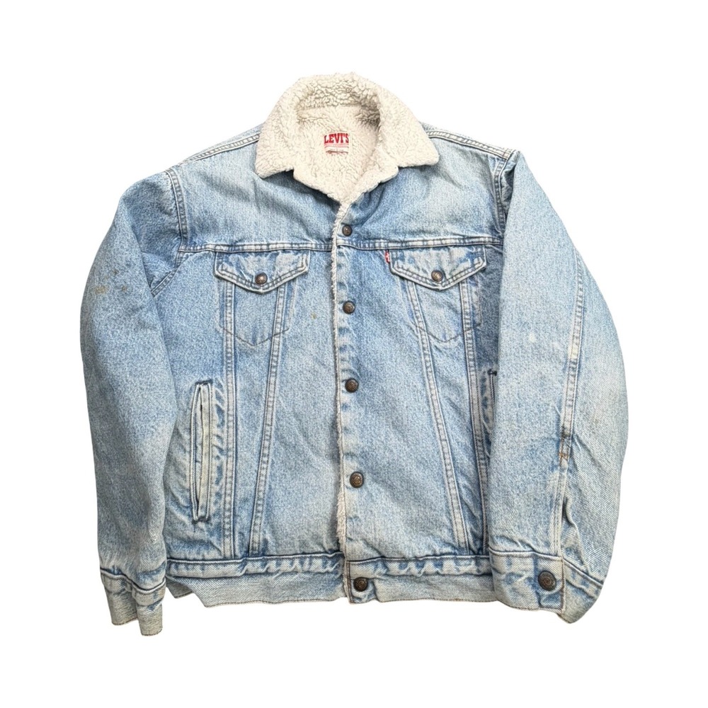 Levi's Jacket Mens S Blue‎ Sherpa Lined Trucker Denim Vintage Made in USA 70608